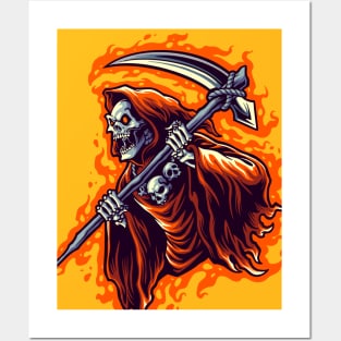 Fiery Grim Reaper Posters and Art